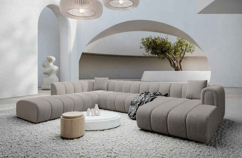 Sofa Dreams Wohnlandschaft Luxus Stoff Sofa Wohnlandschaft Polster Couch Almagro U Form XXL, Loungesofa