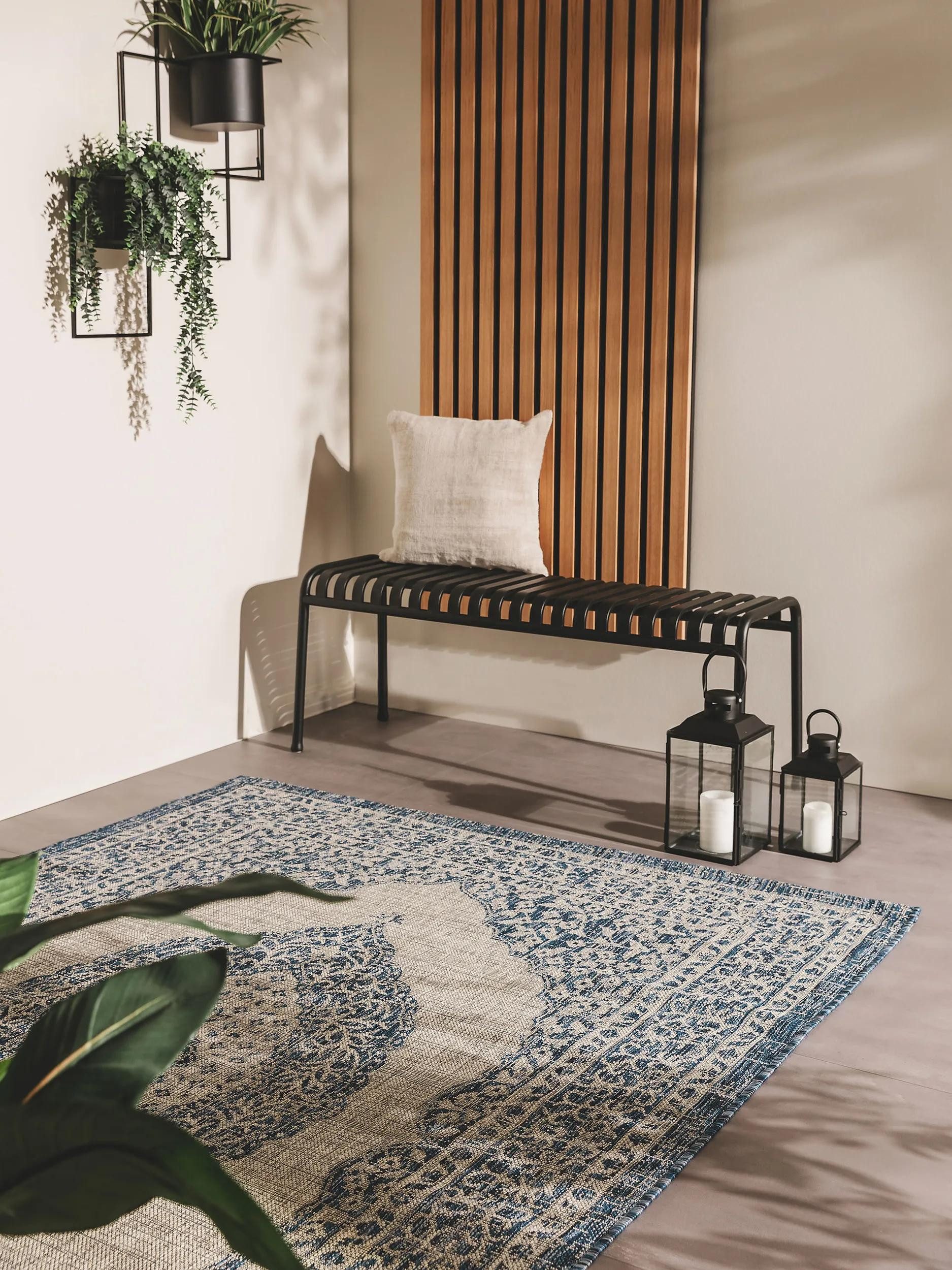benuta Outdoorteppich Cleo, rechteckig, Höhe: 5 mm, Teppich Wohnzimmer, Schlafzimmer, Esszimmer, Flur, Kunstfaser, Cozy