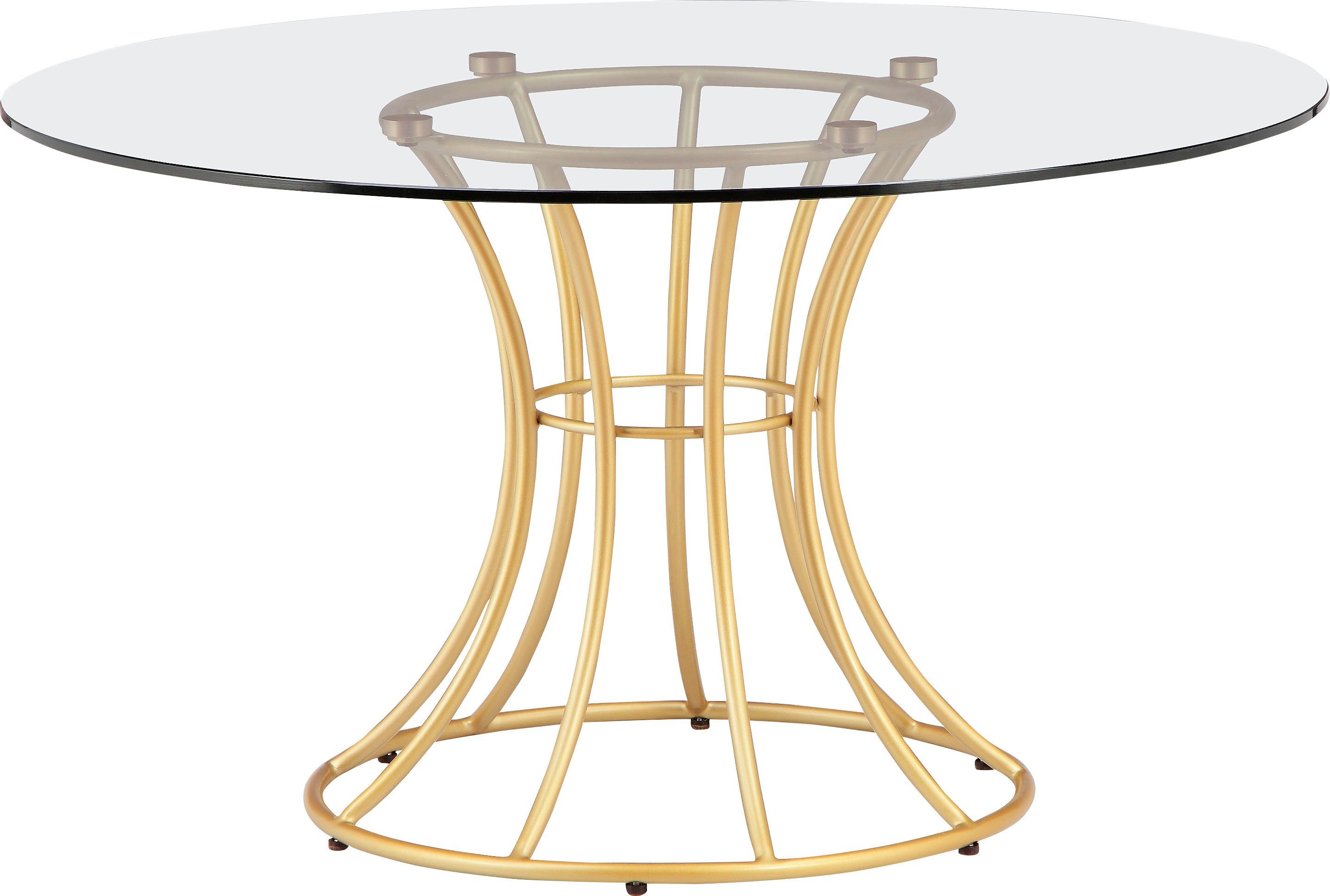 Design mit Couchtisch golden Tischplatte in Danice, modernem runder | gold/klar Leonique