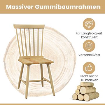 COSTWAY Esszimmerstuhl, 2er Set, hohe Rückenlehne, Sitzhöhe 46cm, Holz, 180kg