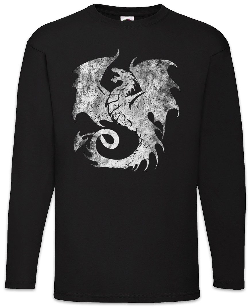 Langarmshirt Dragon V Langarm T-Shirt Drache Fantasy Tattoo Monster Drachen Asia