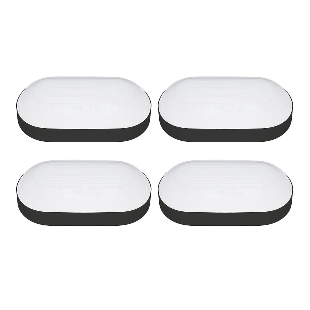 Oktaplex lighting LED Deckenleuchte Base Kellerlampe Oval IP65, 9W 800lm, LED fest verbaut, Neutralweiß, LED Ovalleuchte schwarz Kellerleuchte Kellerlampe Deckenlampe