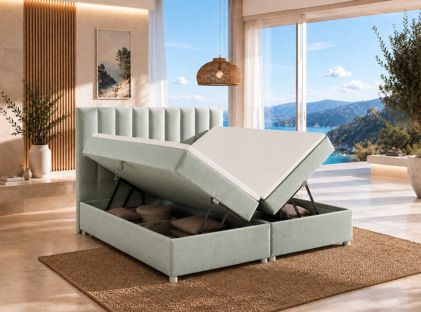 Best for Home Boxspringbett Trinity K-10 mit Stauraum & 7-Zonen Komfort – modern & funktional (Boxspringbett Set, 1-St., 140x200 160x200 180x200 200x200 cm), 7-Zonen-Bonellfederkernmatratze, PUR-Schaum-Topper