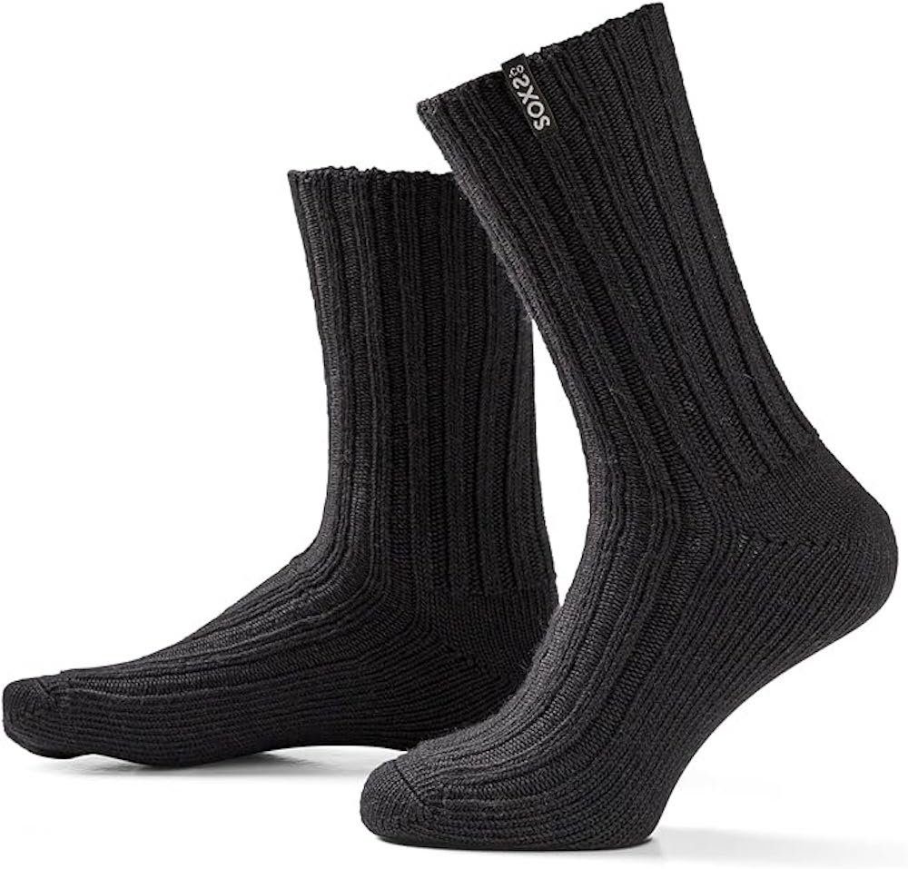 LK Trend & Style Socken Herrensocken SOXS schwarze Wollsocken aus Schafwolle warm (2 Paar Spar-Preis, 1 Paar) Anti Kratz Garantie