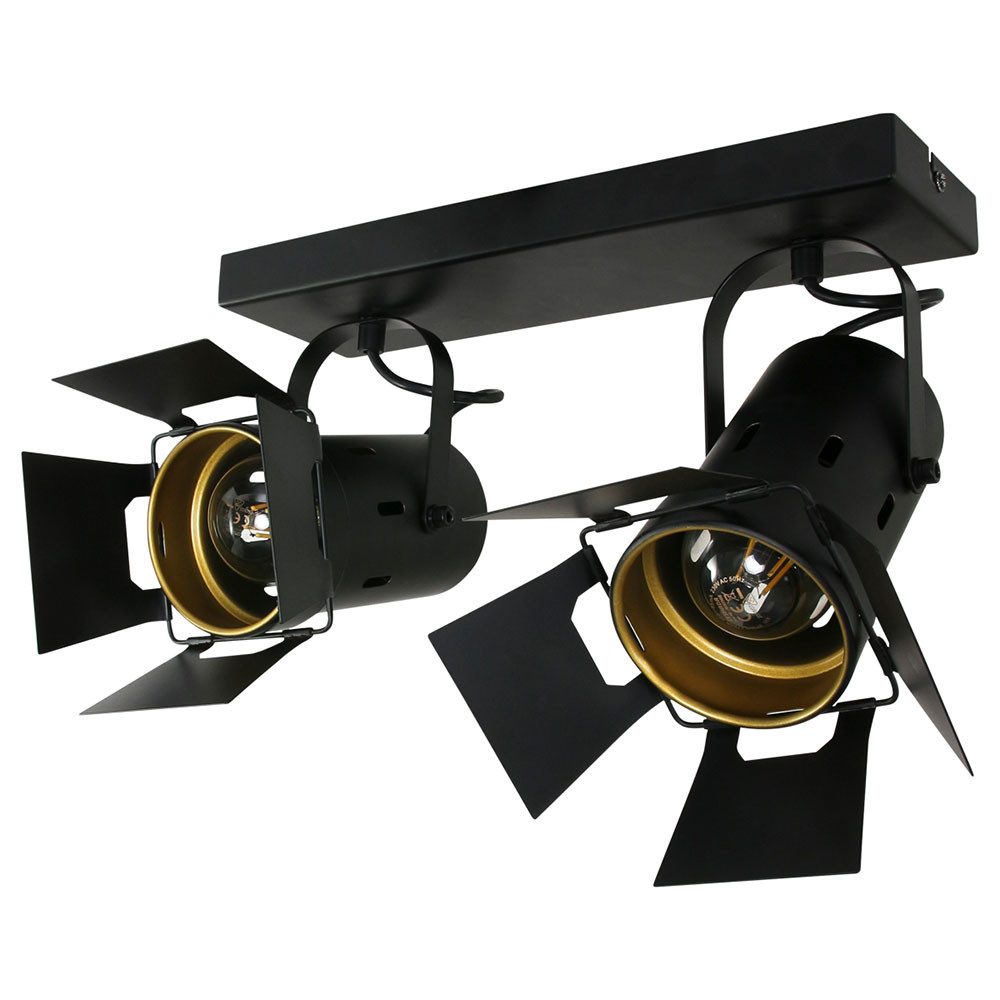 Steinhauer LIGHTING LED Deckenleuchte, Leuchtmittel nicht inklusive, RETRO Decken Spot Leuchte Wohn Zimmer Studio schwarz-gold Lampe
