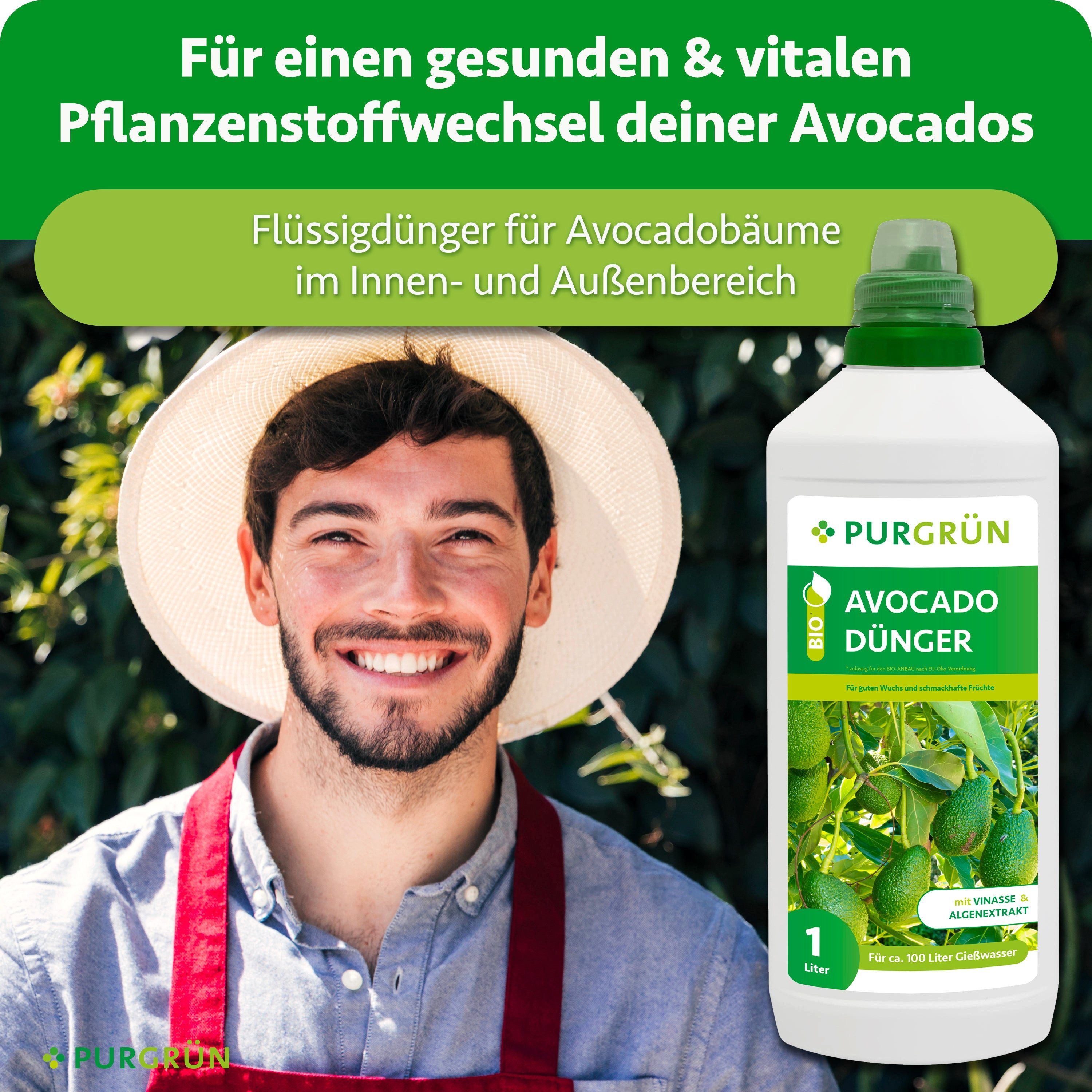 Purgrün Gemüsedünger Bio Avocado Dünger, NPK 4+1+7, Algenextrakt, 1 Liter, Flüssigdünger, 1-St., 1 Liter – Bild 2 von 5