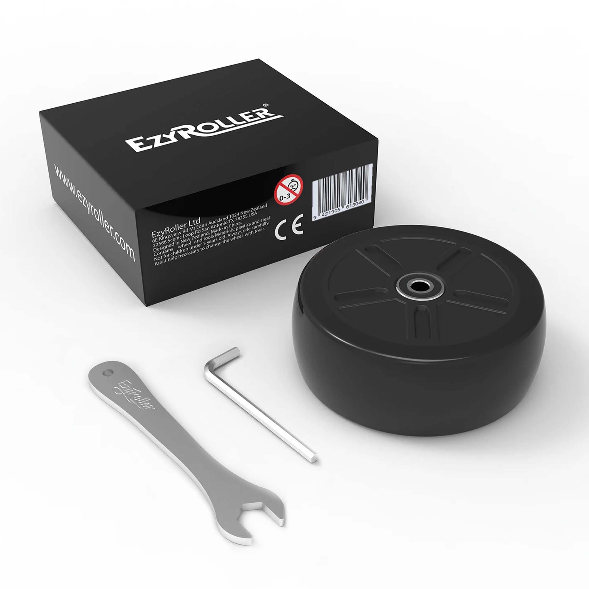 EzyRoller Kinderfahrzeug-Räder Classic / Drifter Rolle (1 St., für Classic / Drifter / 1 Stück), PU Rolle Ersatzrolle Ersatz Rad Ersatzteil (1 Stk, 96 x 36mm, schwarz)