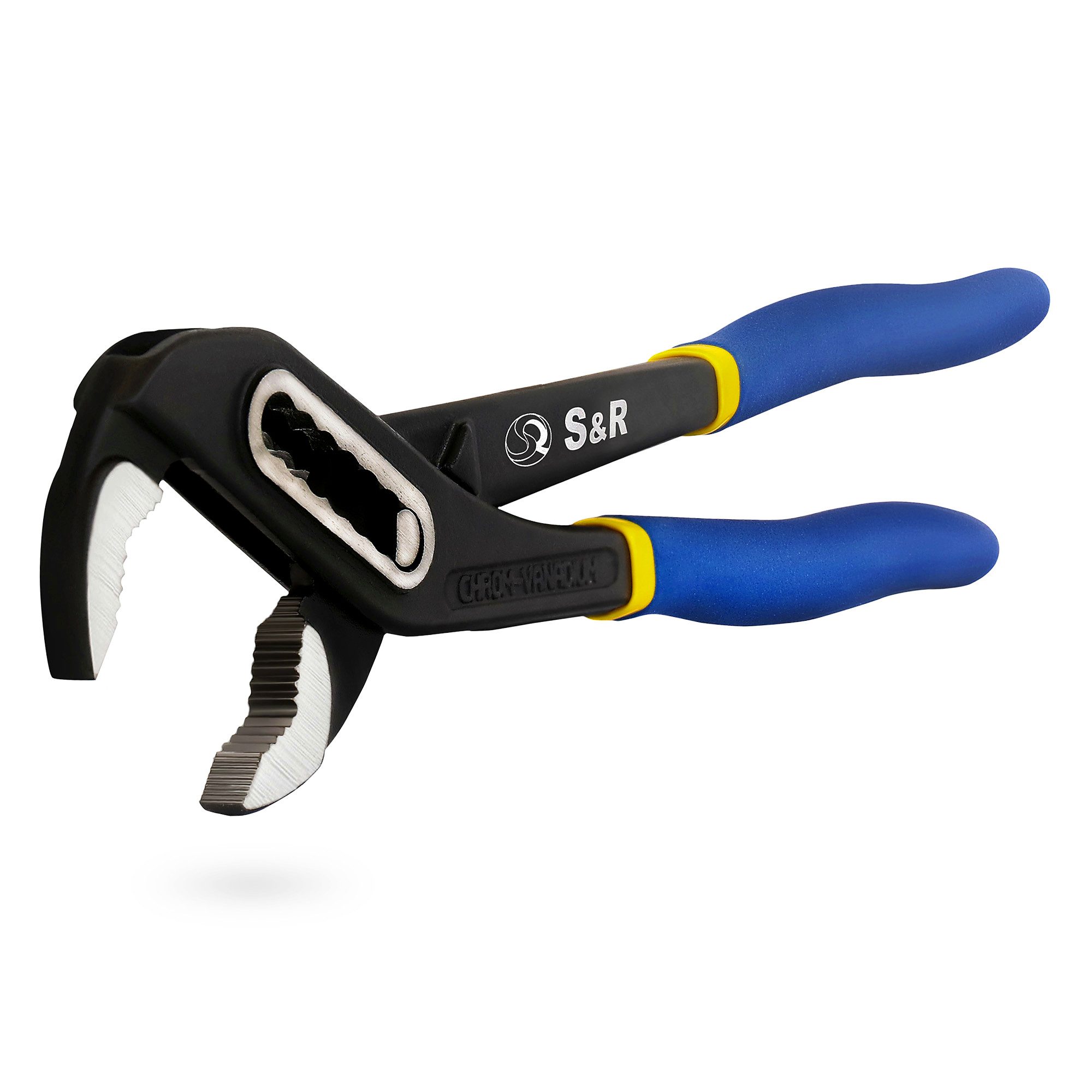 S&R Wasserpumpenzange 242x34mm, Chrom-Vanadium Stahl, Doppelt ummantelte ergonomische Griffe, 1-tlg., mit geschmiedeten, gehärteten und angelassenen Zangen-Backen