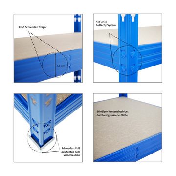 PROREGAL® Schwerlastregal Schwerlastregal RHINO BxT 160x60cm Spanplatten-Ebenen 8mm Blau