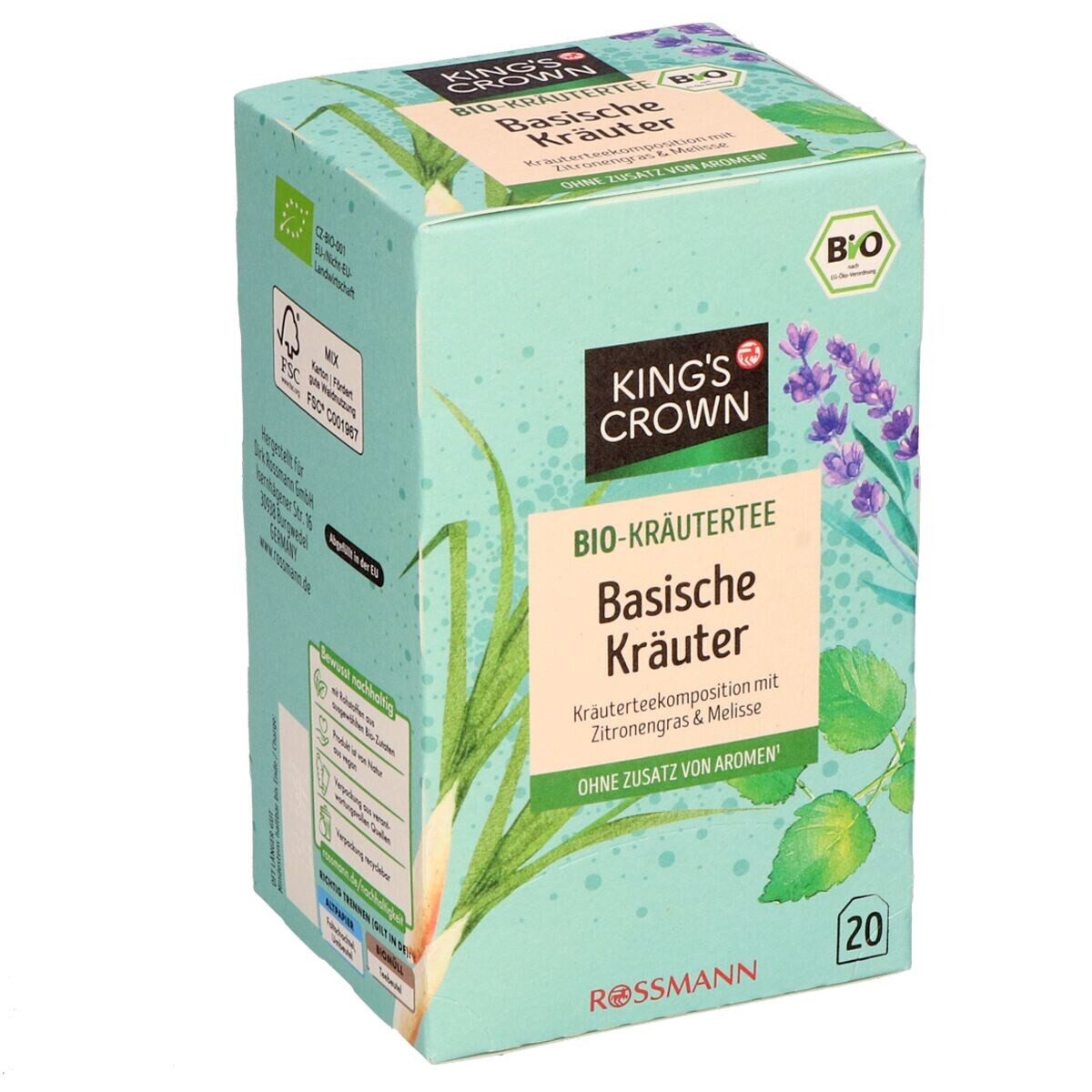 KING'S CROWN Tee Basische Kräuter, 20 Teebeutel, Bio-Kräutertee