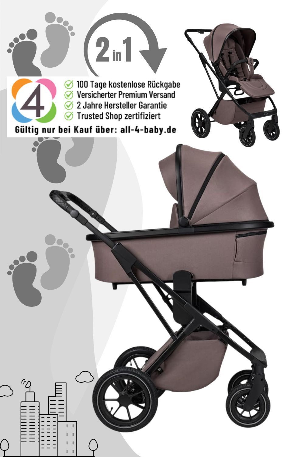 Moon Kombi-Kinderwagen PIÙ Kinderwagen / Kombikinderwagen