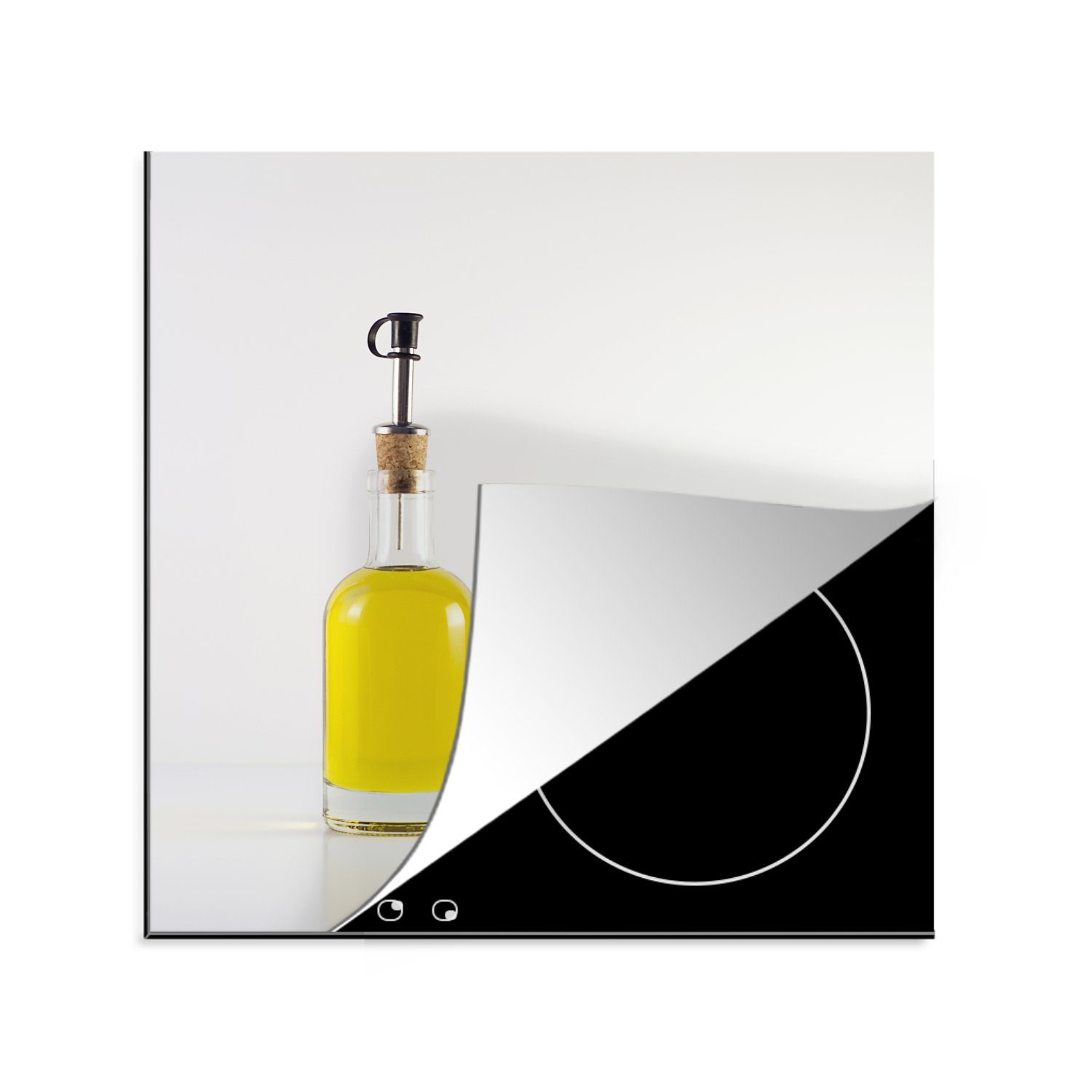 MuchoWow Herdblende-/Abdeckplatte Glas Olivenöl, cm, für mit 78x78 Arbeitsplatte tlg), küche Vinyl, (1 Ceranfeldabdeckung