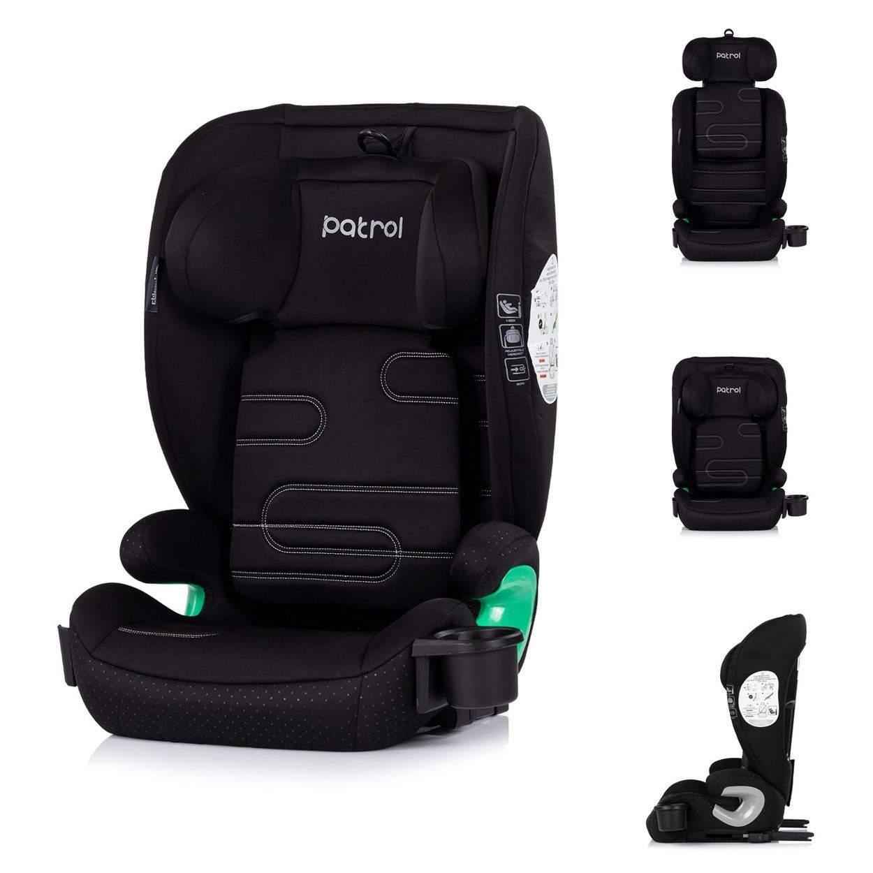 Chipolino Kindersitzerhöhung Patrol Isofix 100-150 cm, ab: 4, bis: 12, i-Size, höhenverstellbare Kopfstütze, Getränkehalter, Polyester