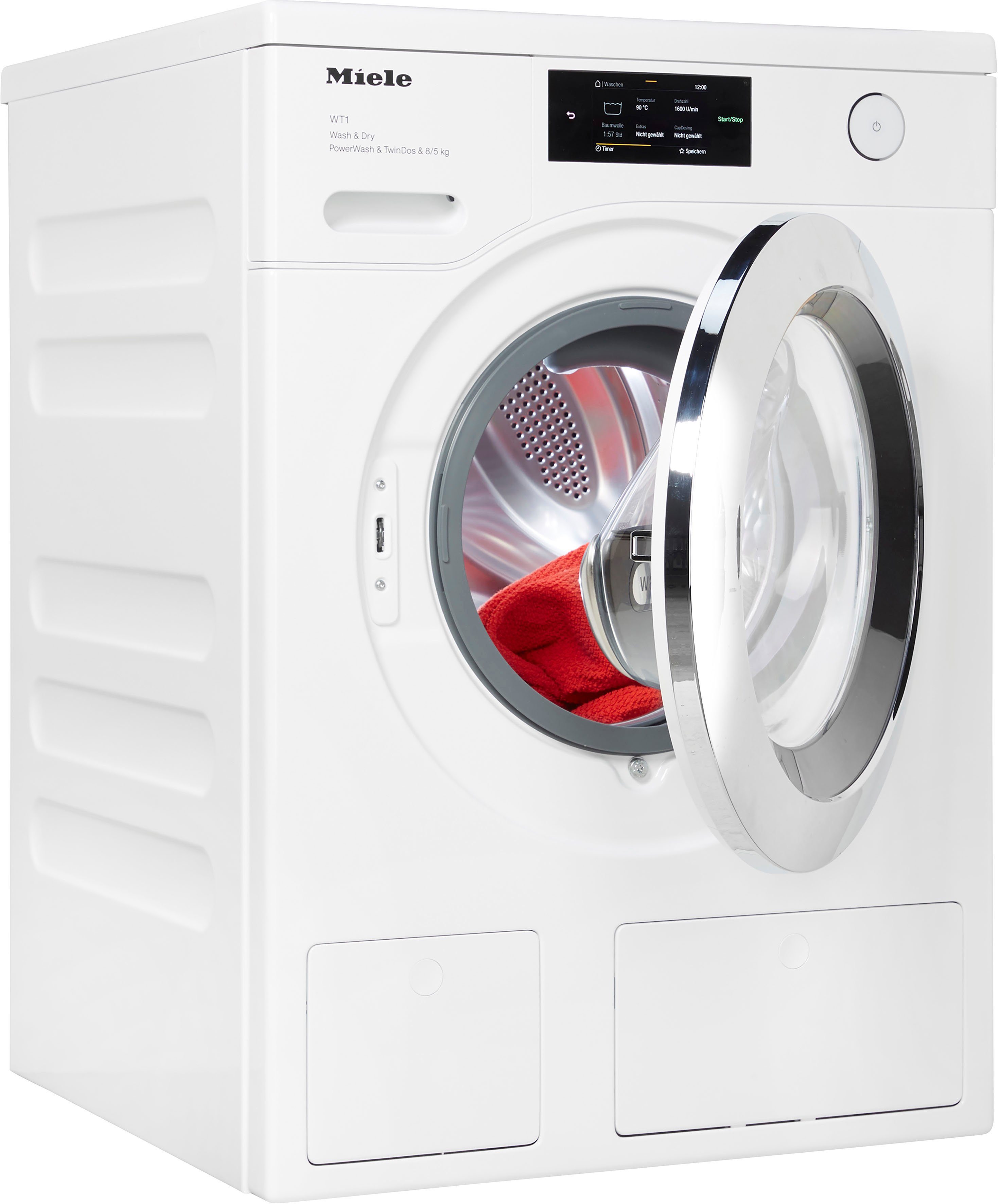 8 Trocknen Waschen LW kg, Kg, Miele U/min, PWash&TDos QuickPower schnelles 5 8/5 Waschtrockner für 1600 D und unterbaufähig, kg, WTR860WPM