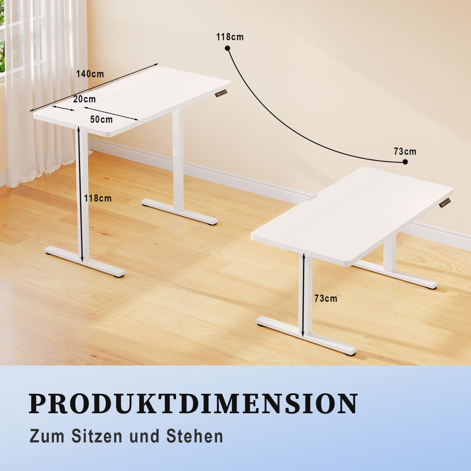 HOMALL Schreibtisch Tisch mit Speicherfunktion und Sitzpausen-Erinnerung, 18 mm dick (Maße 140x70/160x80,6-Tasten-Handsteuerung mit LED-Anzeige,mit Kabelmanagement, ideal für Homeoffice und Büro)