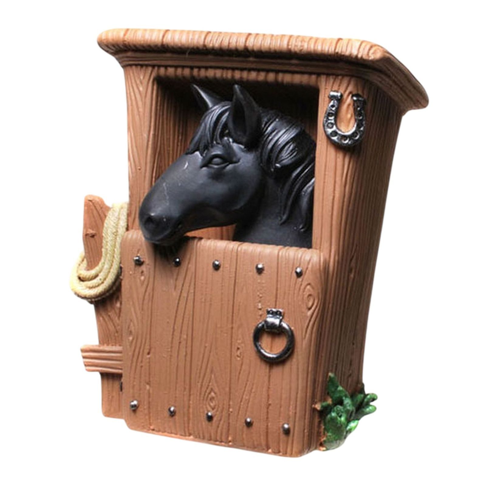 Udo Schmidt Bremen...das Original Spardose Pferd im Stall Schwarz 14 cm Sparschwein Sparkasse Kunststein, Handbemalt