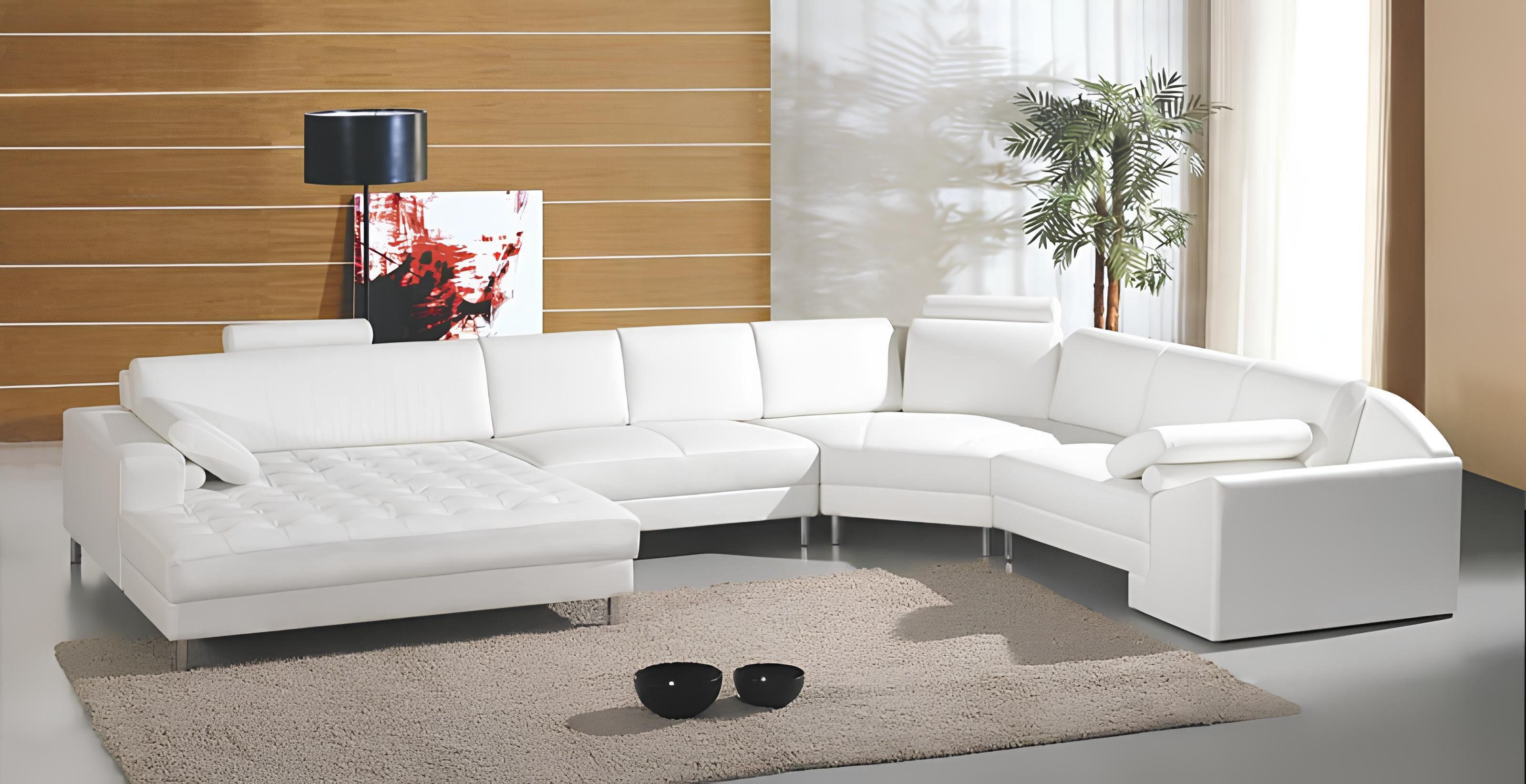 Xlmoebel Ecksofa Zeitgemäße Wohnlandschaft mit Chesterfield-Knöpfen Ledercouch, Hergestellt in Europa