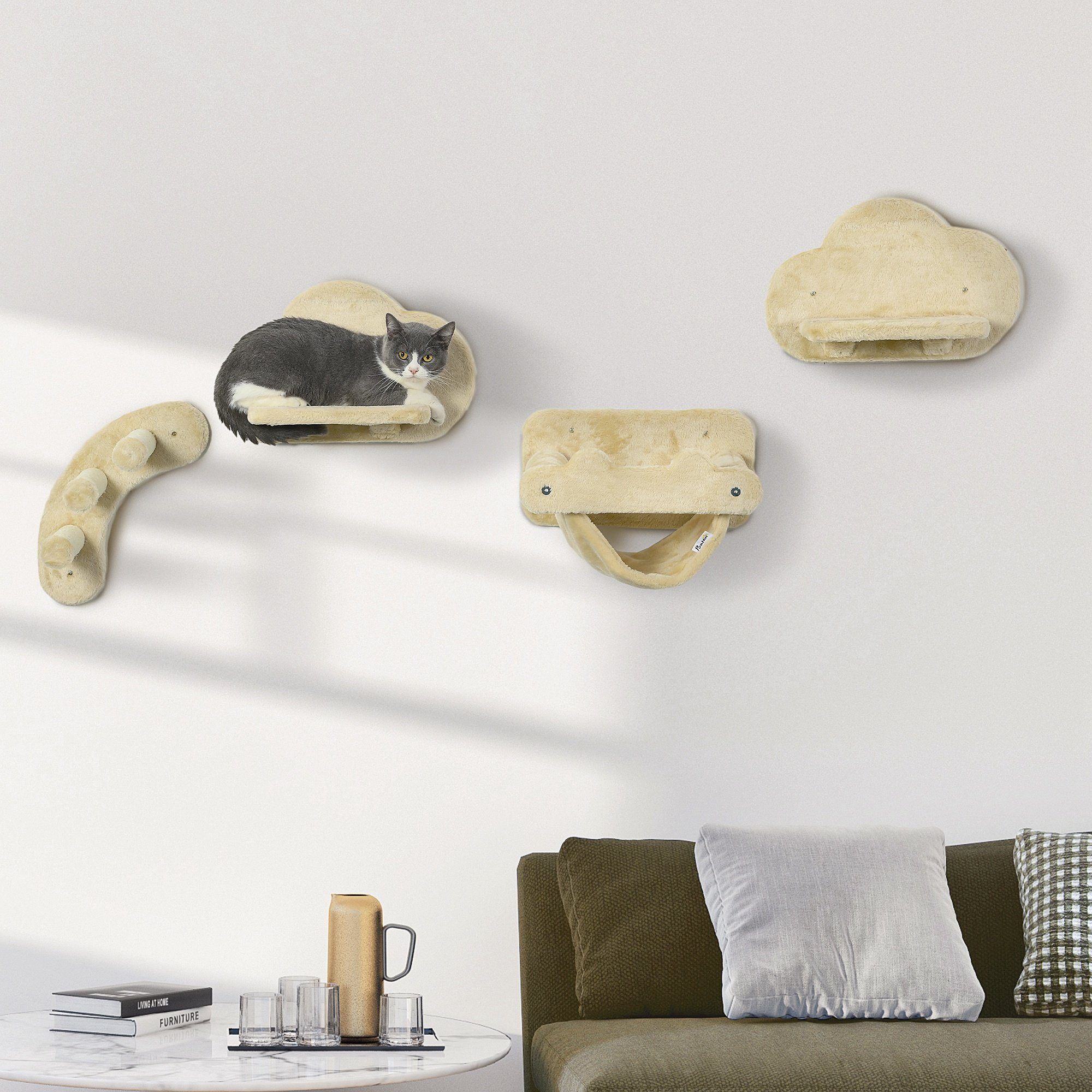 PawHut Katzen-Kletterwand 4-teiliges Set, 3-stufige Sprossenleiter, günstig online kaufen