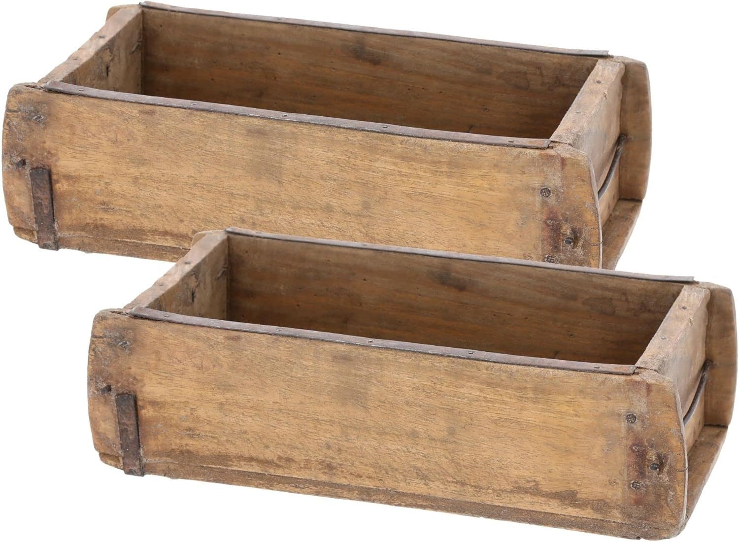 Novaliv Aufbewahrungsbox 30565-2x (2 St), Novaliv 2x Holzkiste Vintage 30 x 15 x 10 cm Alte Ziegelform Holz EIN