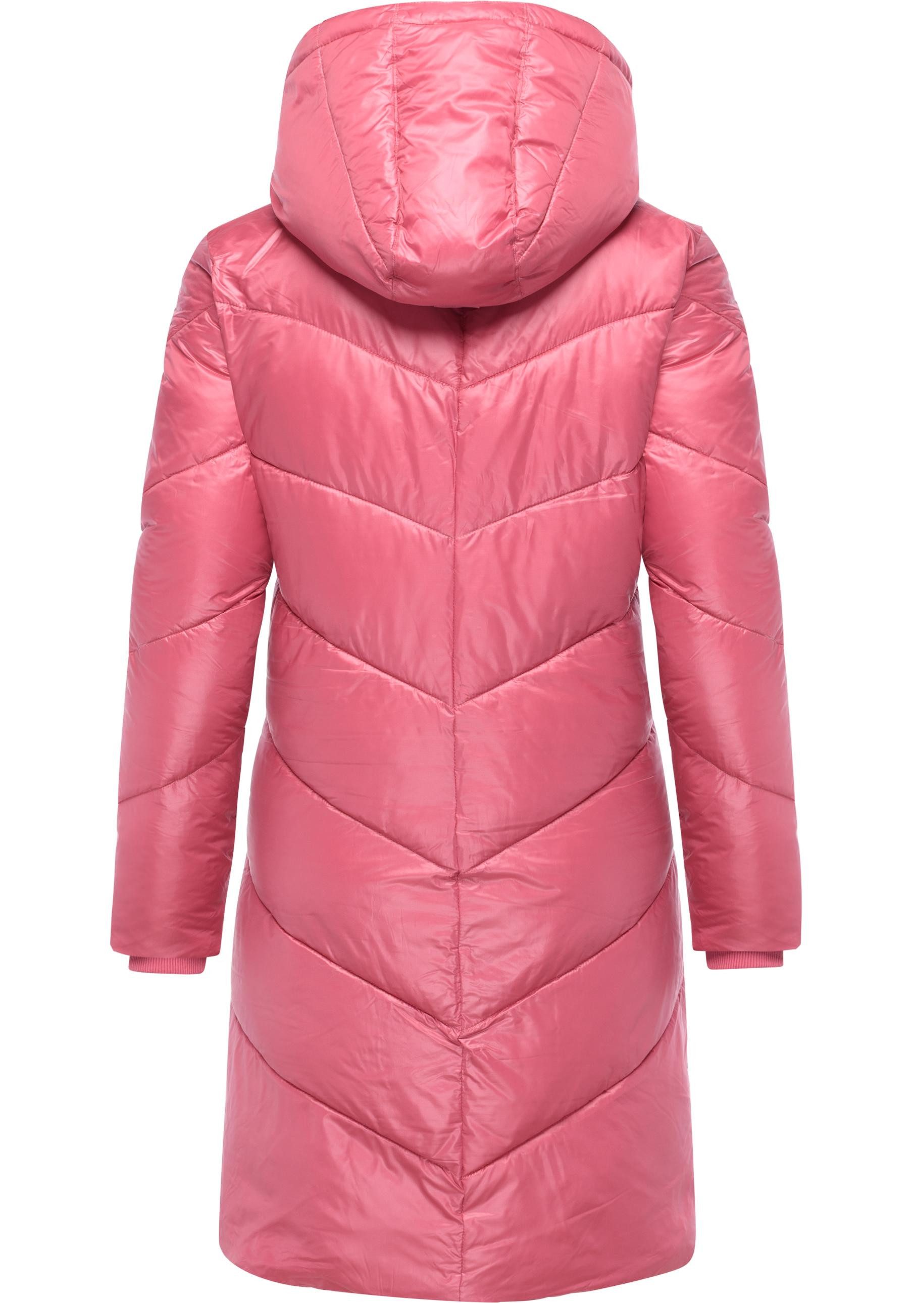 Ragwear Wintermantel Rebelka Shiny Glänzender Winter Steppmantel mit Kapuze