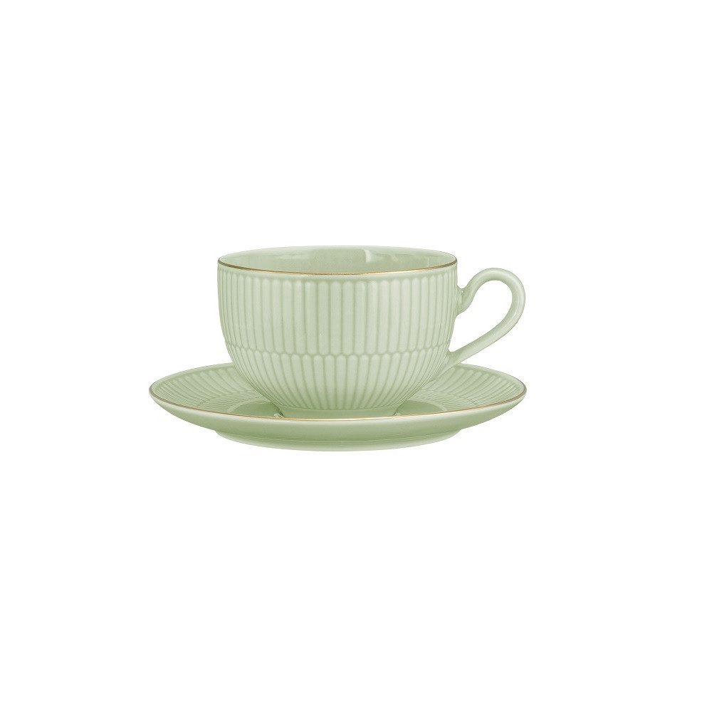Seltmann Weiden Untertasse Seltmann Weiden Amina seladon/Goldrand Kombi-Untertasse groß 16 cm – Bild 2 von 5