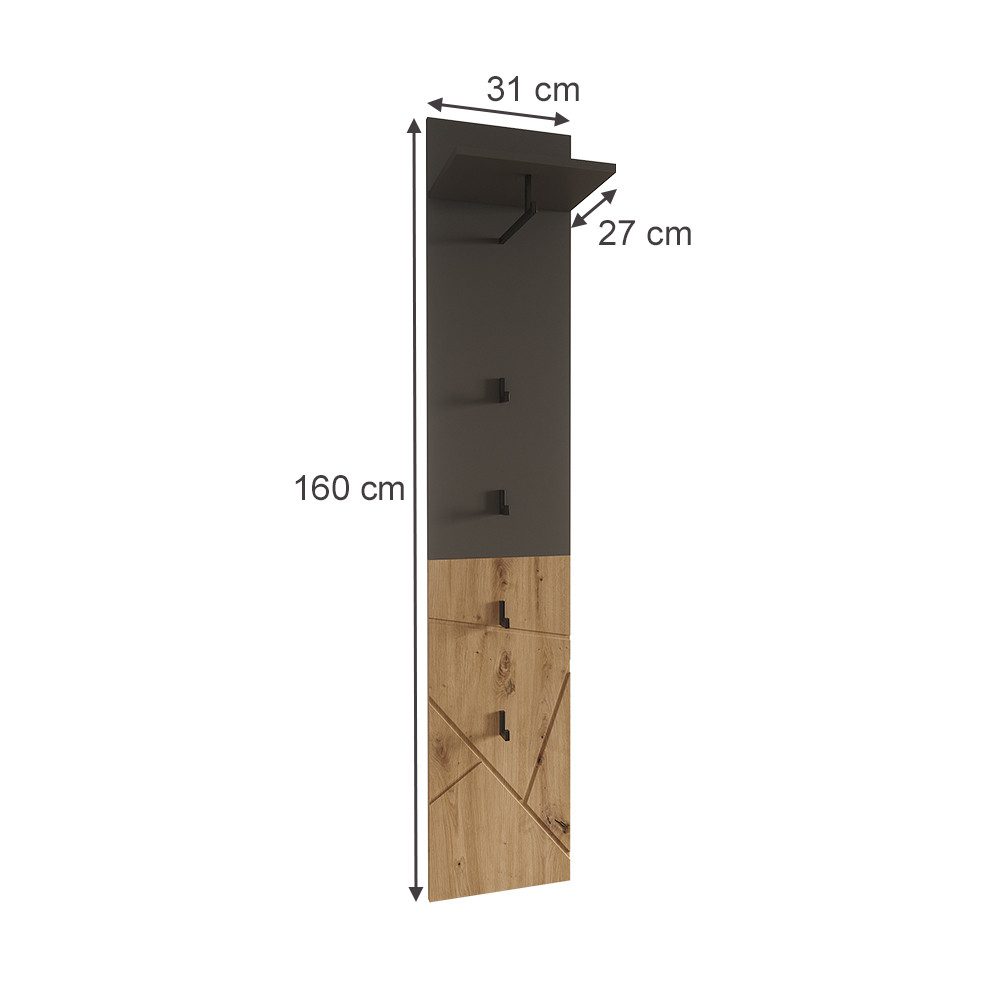 Vicco Garderobenschrank Irma, Anthrazit/Artisan, 31 x 160 cm (1-St)