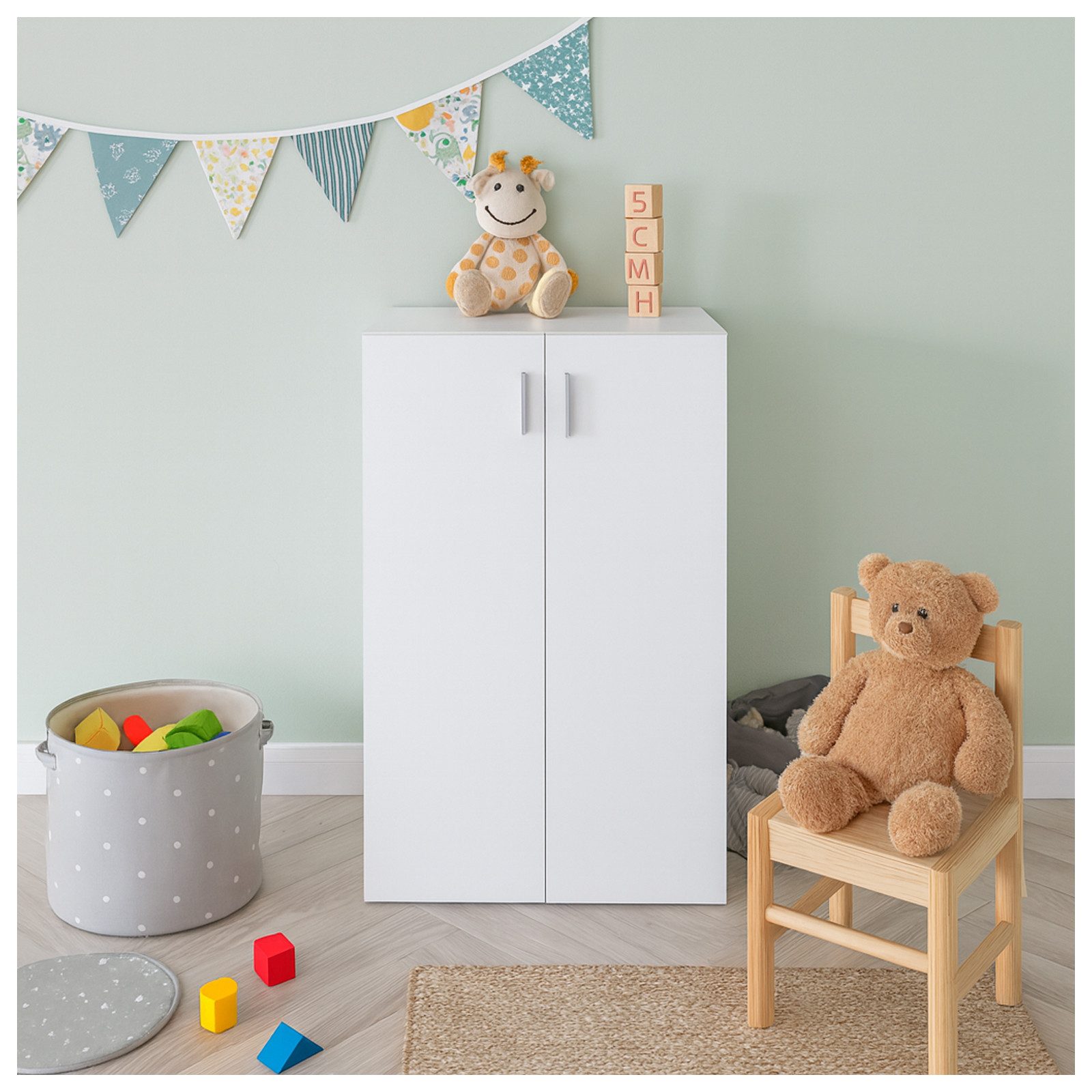 HTI-Living Mehrzweckschrank Kommode mit 3 Regalfächern Nina Weiß (Stück, 1-St., 1 Kommode) Schrank Anrichte Sideboard