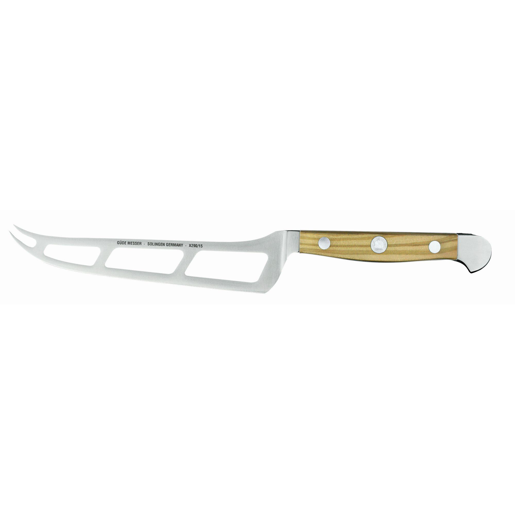 Güde Messer Solingen Kochmesser Alpha Olive, Weichkäsemesser 15 cm gezahnt - CVM-Messerstahl - Griffschalen
