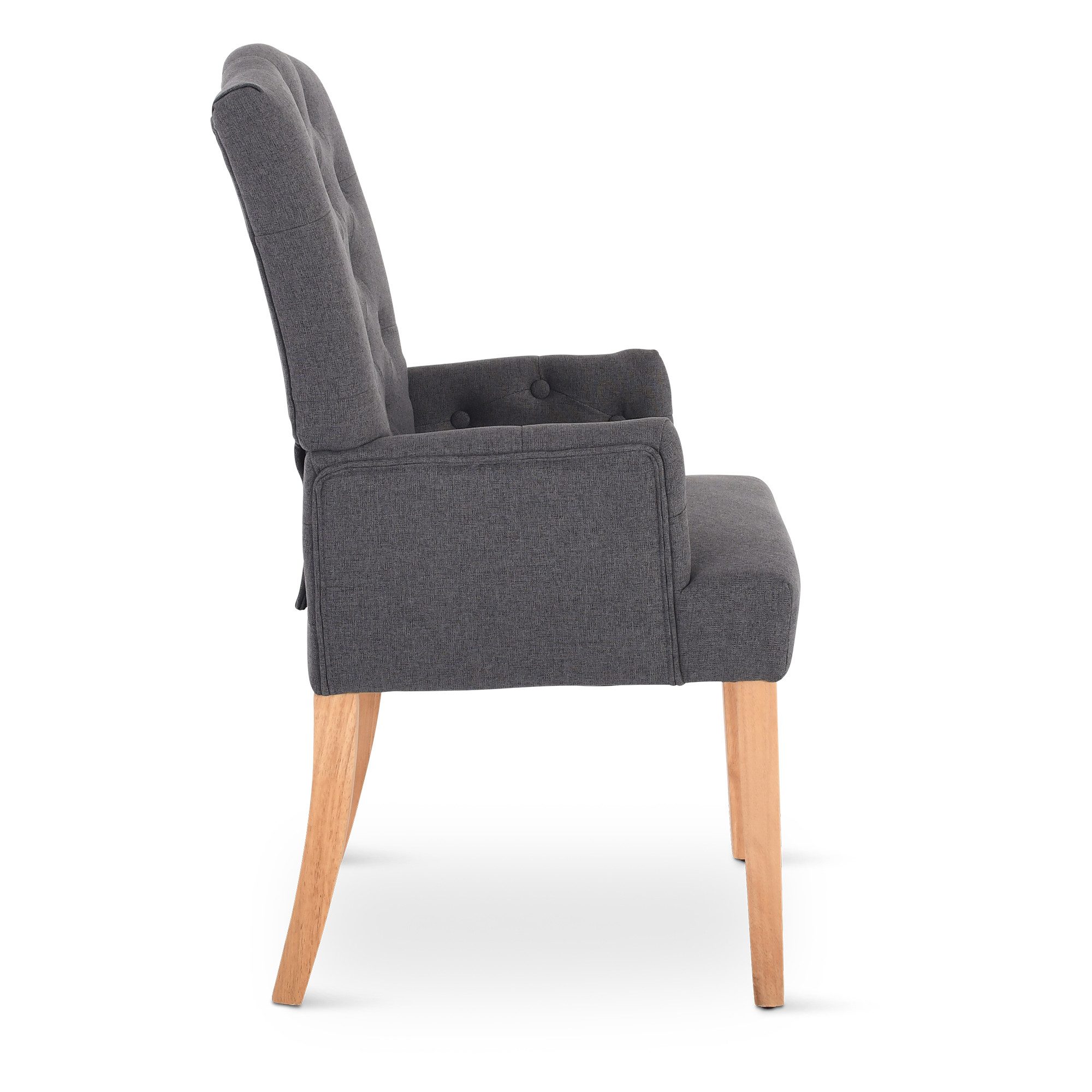 Raburg Esszimmerstuhl Polsterstuhl mit Armlehnen, Chesterfield-Design, Bein günstig online kaufen