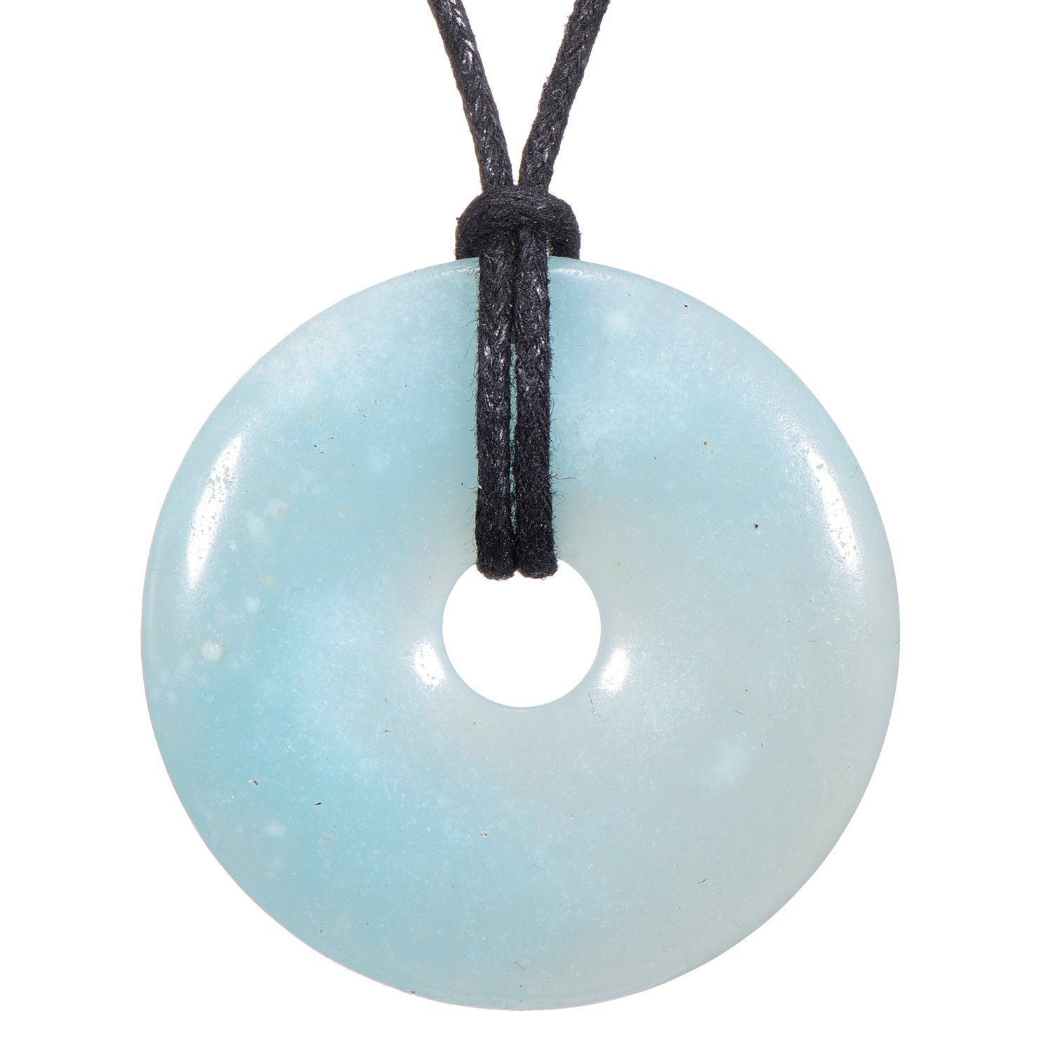 Morella Kette mit Anhänger Halskette 80 cm Donut Stein Anhänger (1-tlg), Damenkette mit Edelstein, Chakra, im Samtbeutel