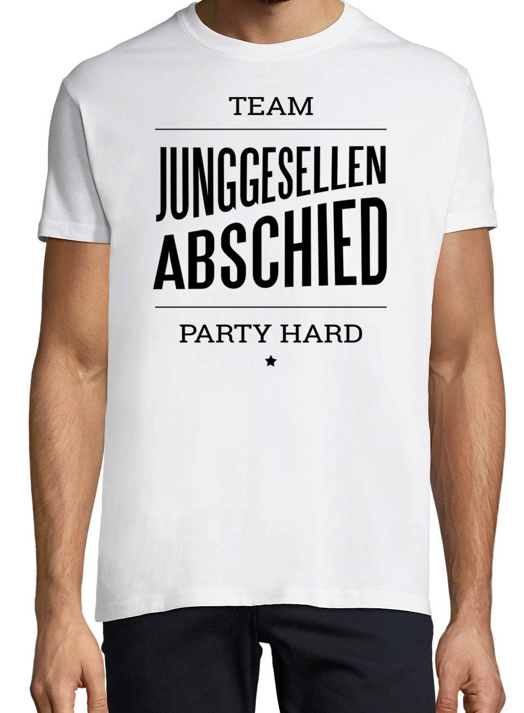 T-Shirt Herren HARD Youth Shirt PARTY TEAM Fun-Look im JUNGGESELLEN ABSCHIED Designz Weiss