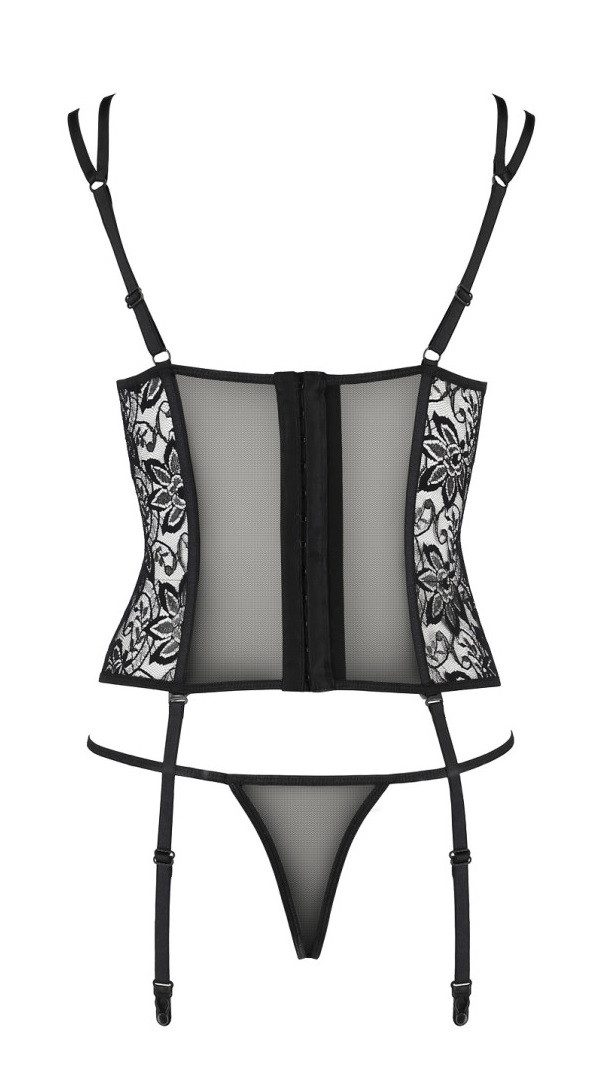 Passion Set: Corsage Edle Strapscorsage mit Bügeln inkl. String, Unterwäsche Dessous