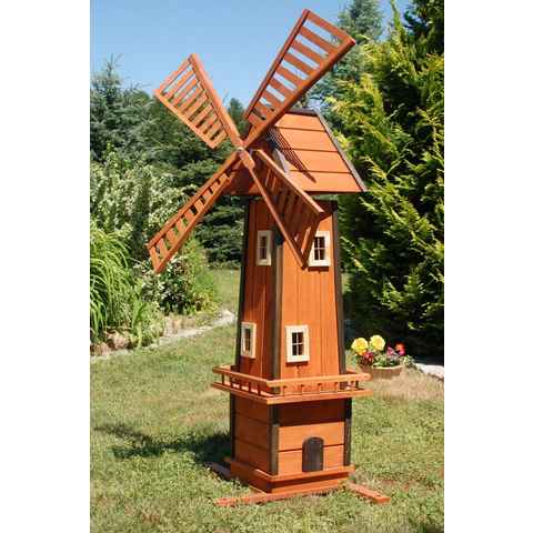 DSH DEKO SHOP HANNUSCH Gartenfigur XL Windmühle auf Wunsch mit Solarbeleuchtung – Höhe 1,55 m