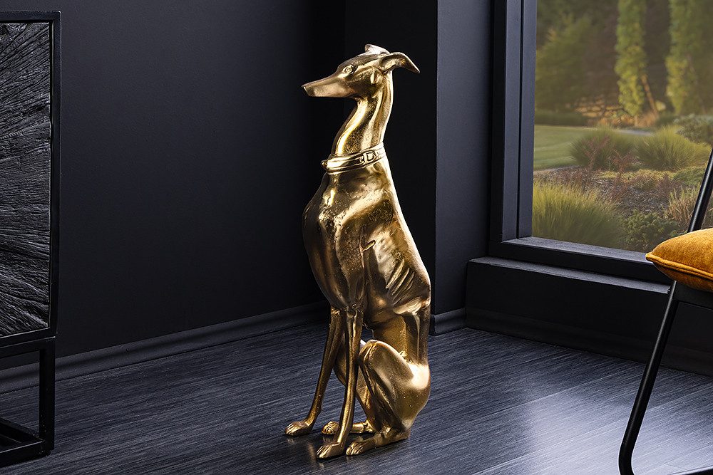 riess-ambiente Tierfigur GREYHOUND 70cm gold · moderne Skulptur im Windhund-Design · Dekoration, große Hunde-Statue · Aluminium-Metall · Dog-Accessoire fürs Woh – Bild 4 von 5