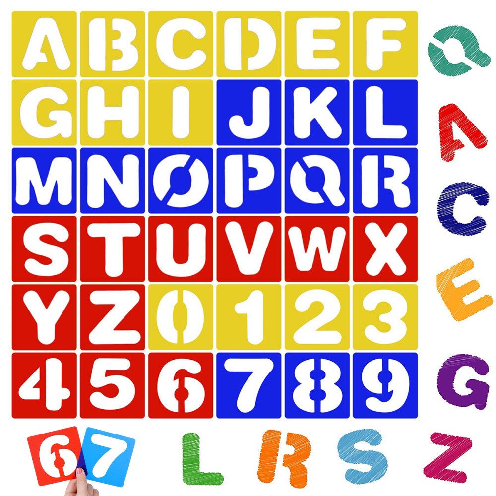 Truyuety Stempel Buchstaben Zahlen Set, Wiederverwendbare Buchstaben Zahlen Zeichen