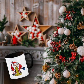 speecheese Tasse Kotzender Weihnachtsmann mit Glühweintasse Weihnachten Kaffeebecher