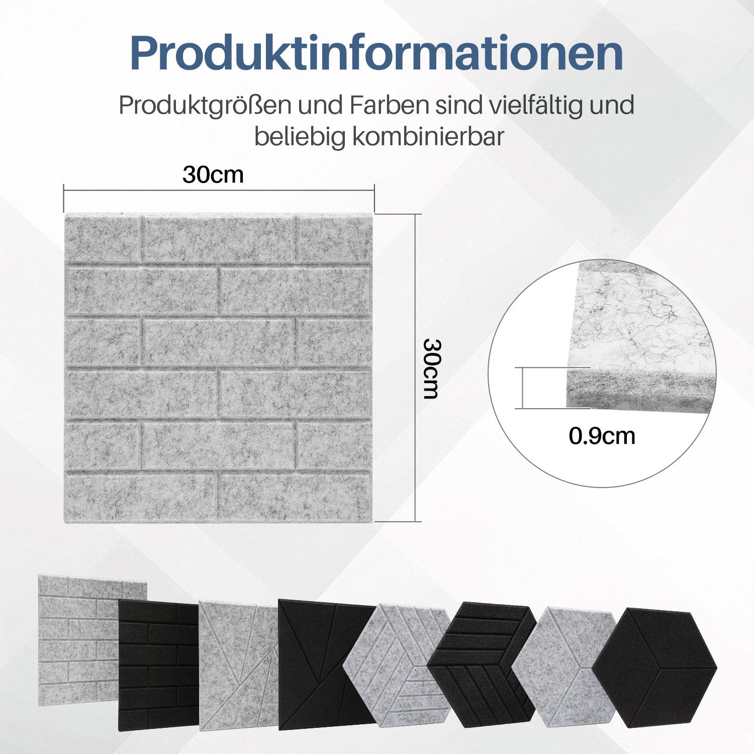 Clanmacy Akustikplatte 12 stuks Akustikplatten Quadratisch günstig online kaufen