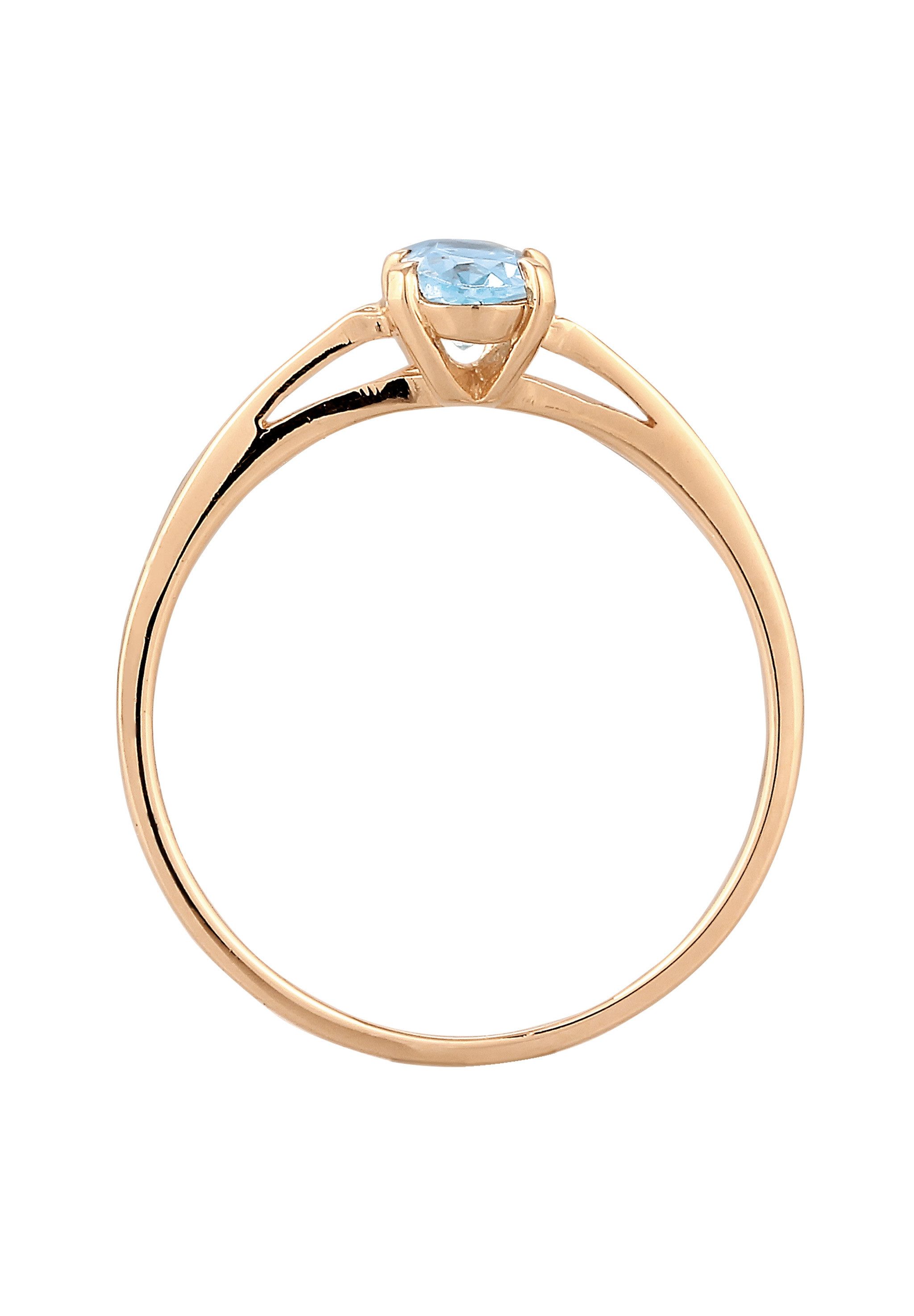 Elli Premium Fingerring Verlobungsring Topas Hellblau 585 Gelbgold