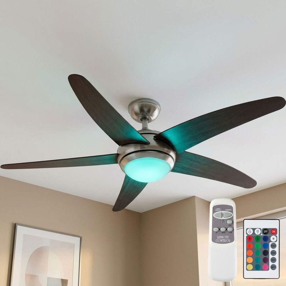 GLOBO LIGHTING Deckenventilator, LED Deckenventilator Raumkühler Lüfter Wohnzimmer Ventilator RGB braun