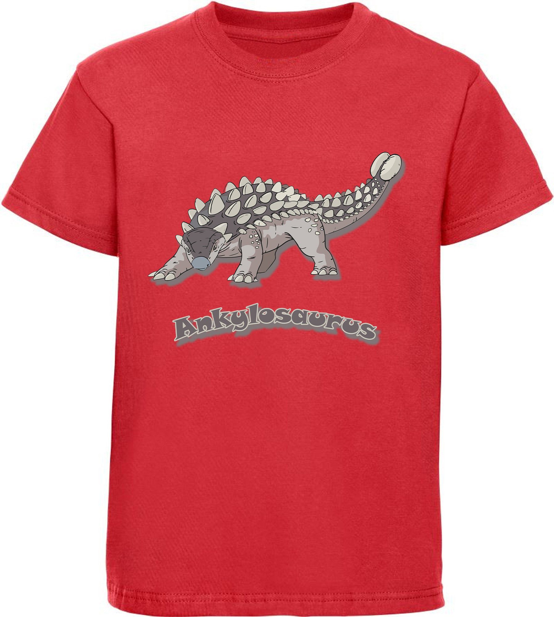 MyDesign24 Print-Shirt bedrucktes Kinder T-Shirt mit Ankylosaurus 100% Baumwolle mit Dino Aufdruck, schwarz, weiß, rot, blau, i63