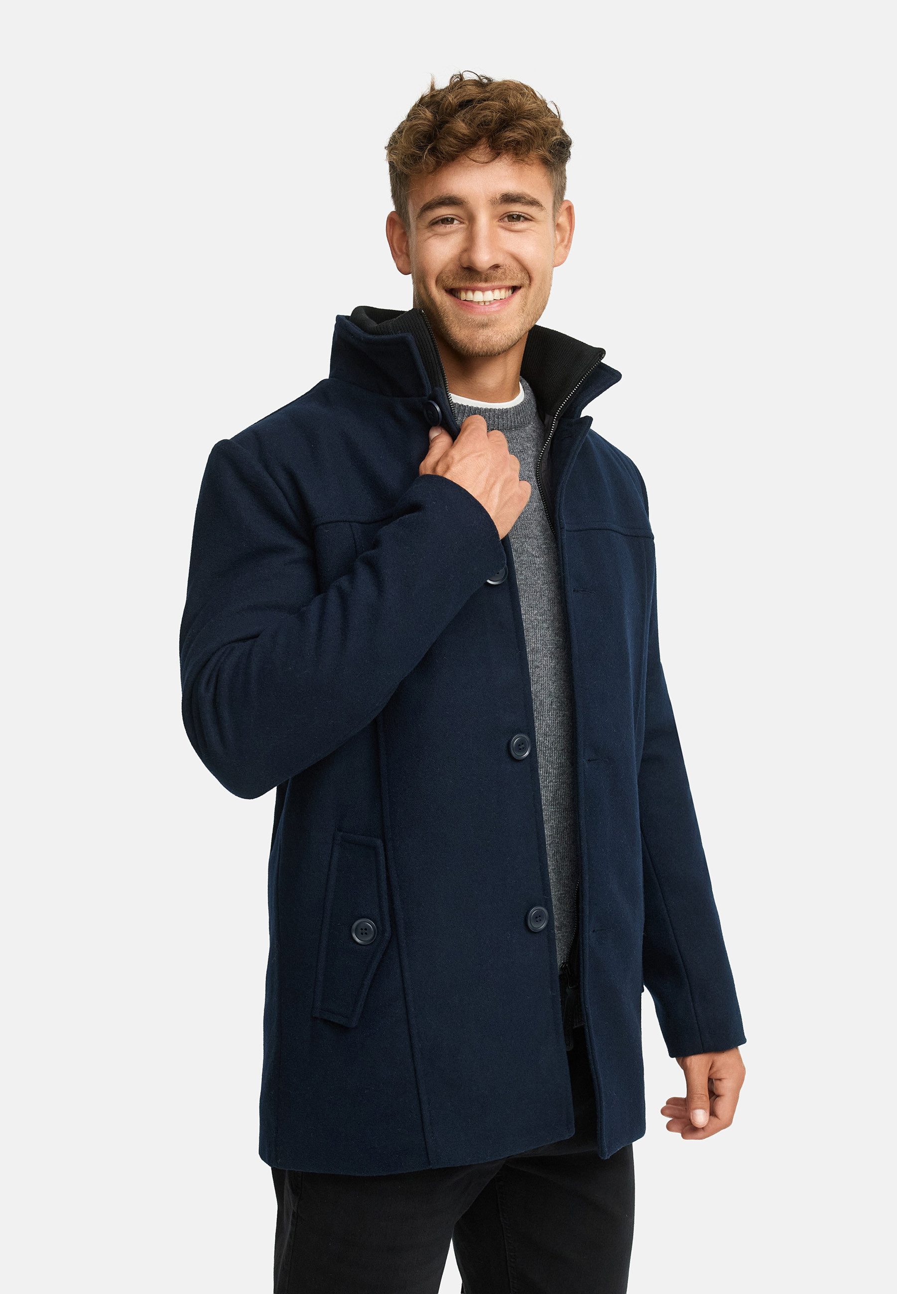 Indicode Wollmantel Herren INLunik Winter Mantel Herrenmantel Herrenmantel mit Wollanteil und wärmender Wattierung