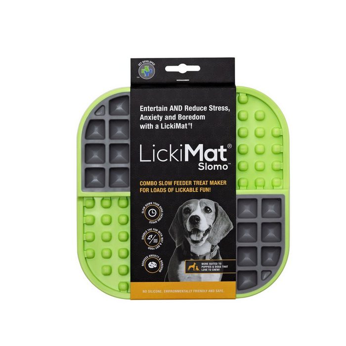 LickiMat Antischlingnapf Slomo - TRP Schleckmatte für Hunde - grün - 20 cm Praktische TRP Schleckmatte für Hunde rutschfest spülmaschinengeeignet gefriergeeignet Thermo Plastic Rubber - TRP