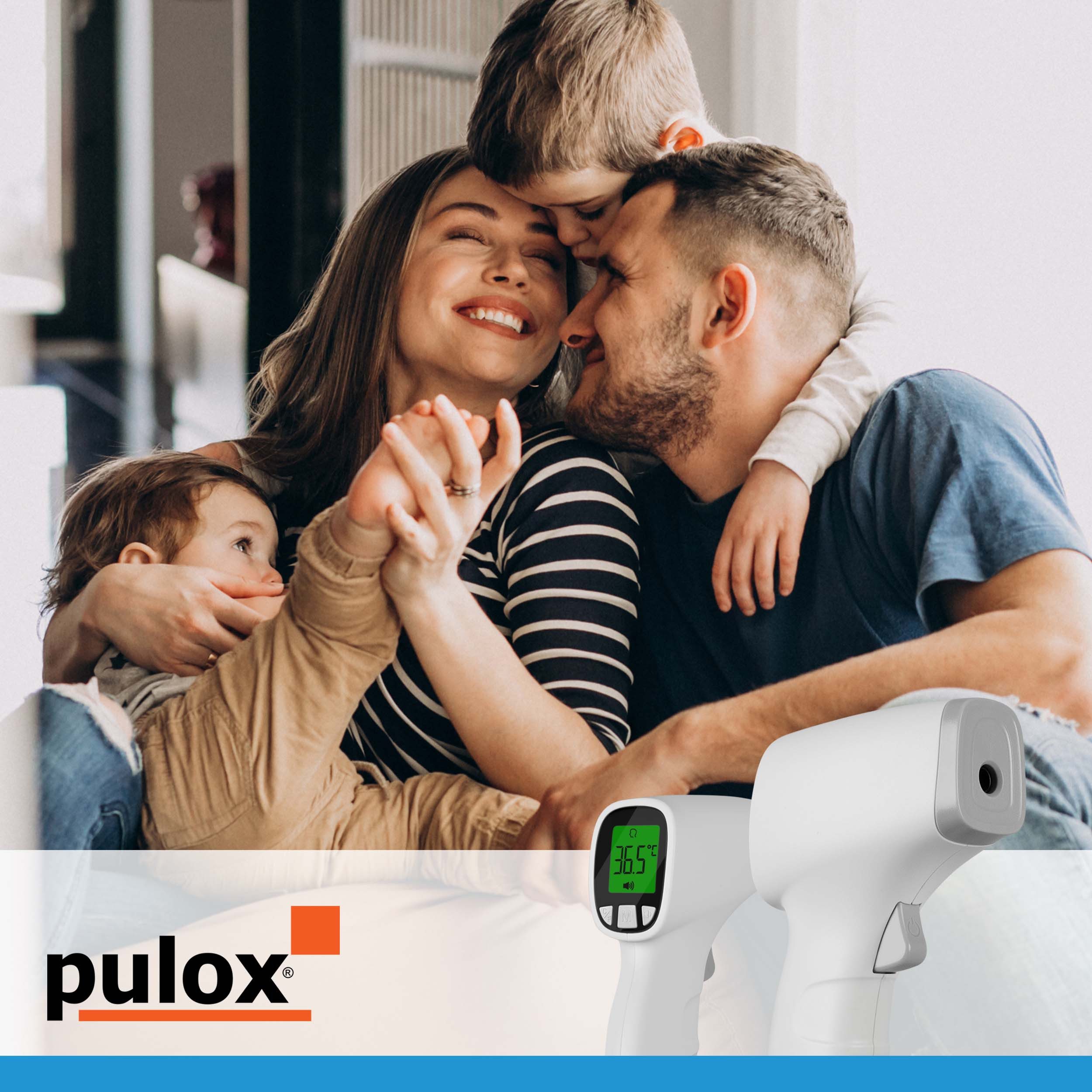 pulox Infrarot-Fieberthermometer JPD-FR202 für Stirn und Oberflächen inkl. Batterien und Tasche