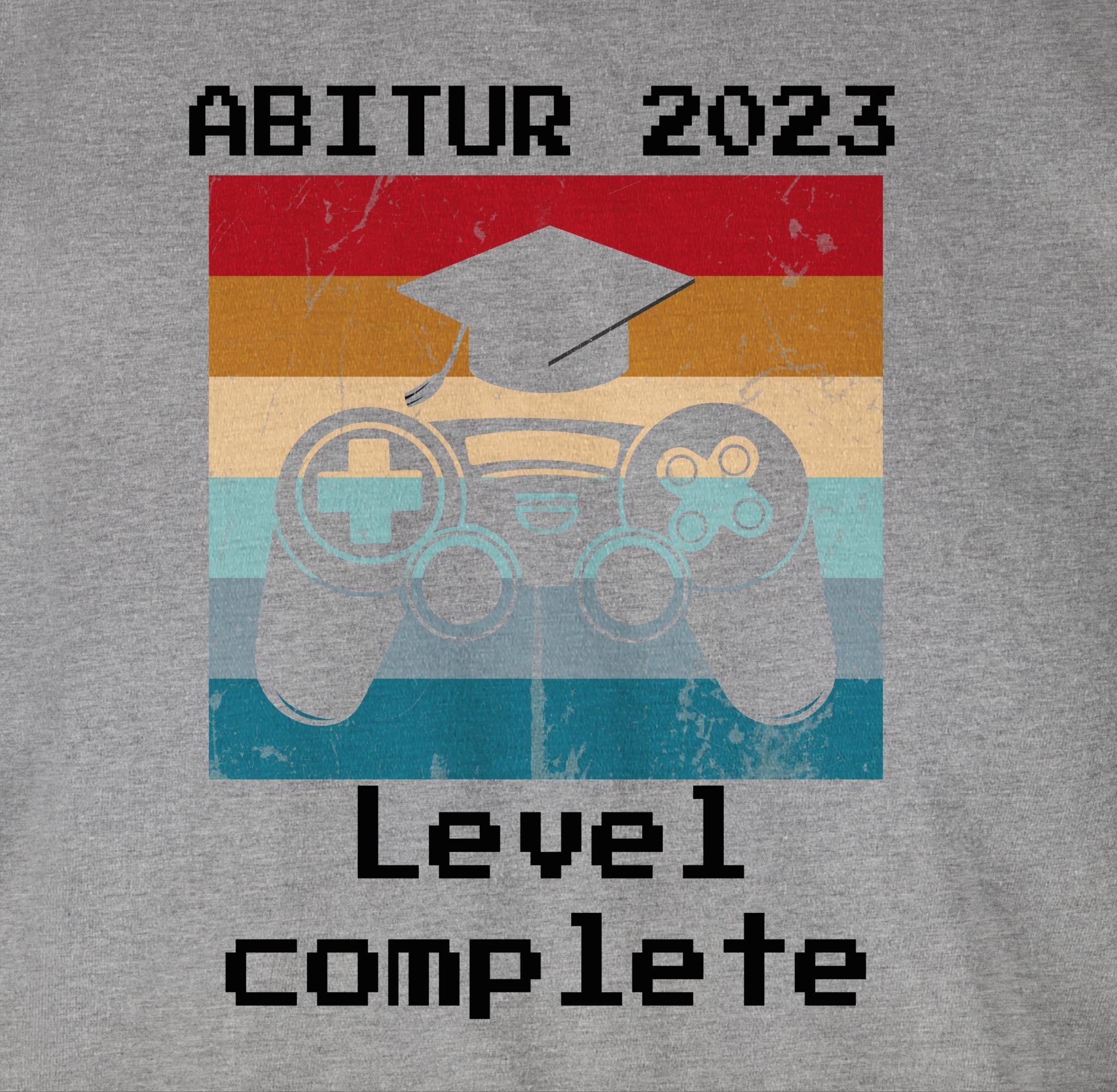 Shirtracer T-Shirt Grau Abschluss Geschenk Abitur Vintage Level 2024 schwarz Abitur 2023 Complete meliert 3 &