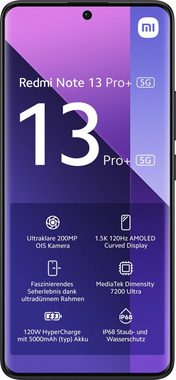 Xiaomi Redmi Note 13 Pro+ 5G 12GB+512GB Smartphone (16,94 cm/6,67 Zoll, 512 GB Speicherplatz, 200 MP Kamera, 200+8+2 MP Triple Hauptkamera und 16 MP Frontkamera)