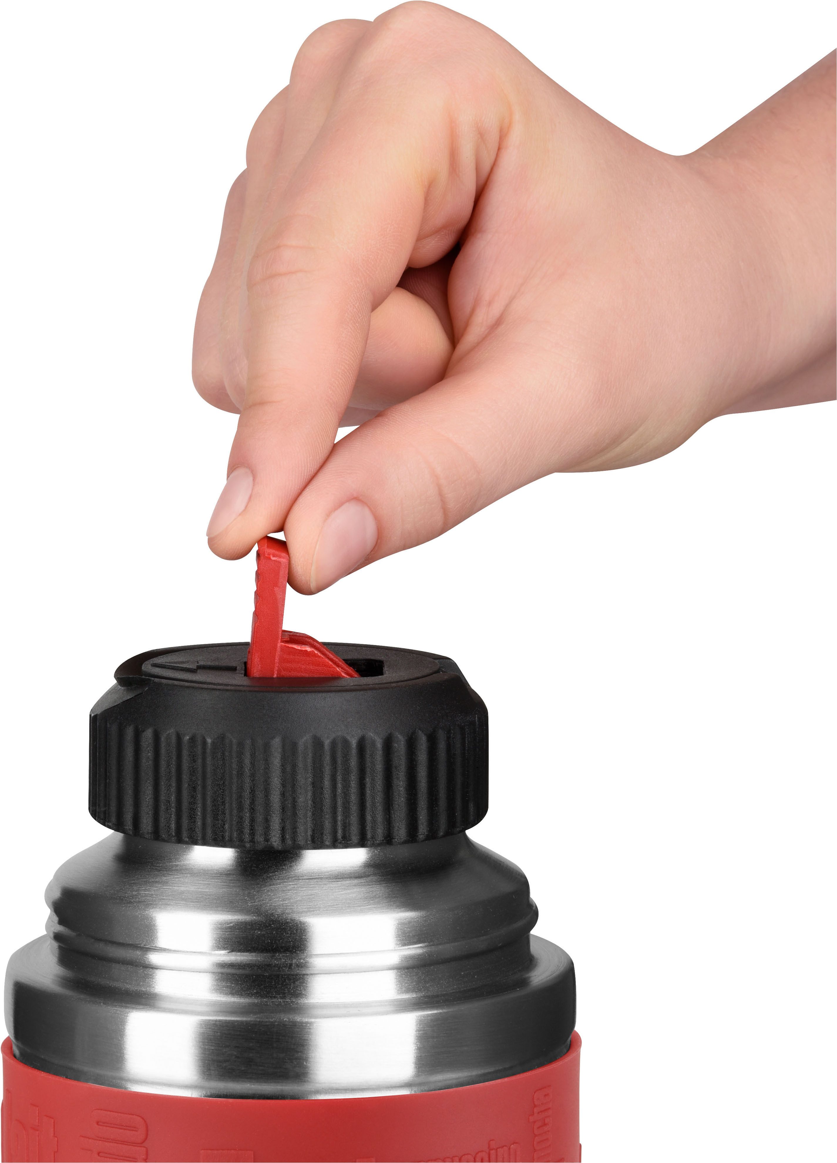 Emsa Thermoflasche Senator Sleeve, Silikonmanschette, Safe Loc Verschluss, dicht, 12h heiß, 24h kalt