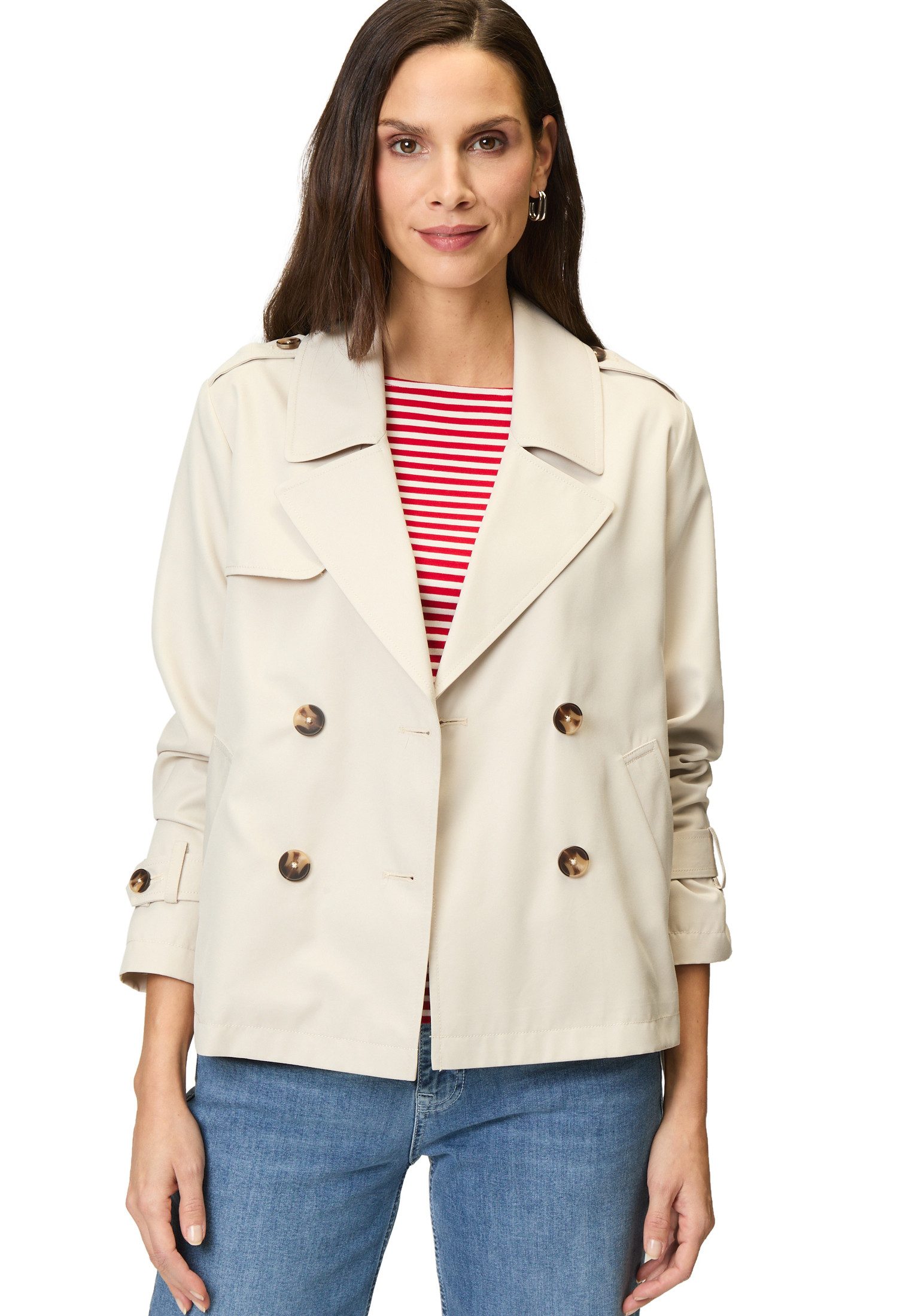 Langjacke zero Trenchjacke zweireihig mit Reverskragen