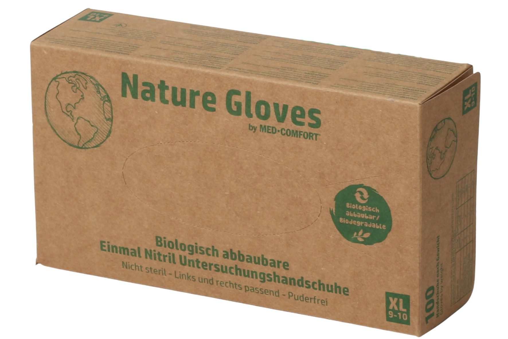 DocMed Nitril-Handschuhe Nature Gloves Nitril U.-Handschuhe grün, Gr. S/M/L/XL (Einmalhandschuhe, 100-St., Umweltfreundlich) Latexfrei für minimales Allergierisiko
