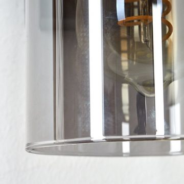 hofstein Wandleuchte »Bovo« Wandlampe aus Metall in Schwarz und Glas, ohne Leuchtmittel, Vintage Look Zimmerlampe mit Rauchglasschirm, 1xE27