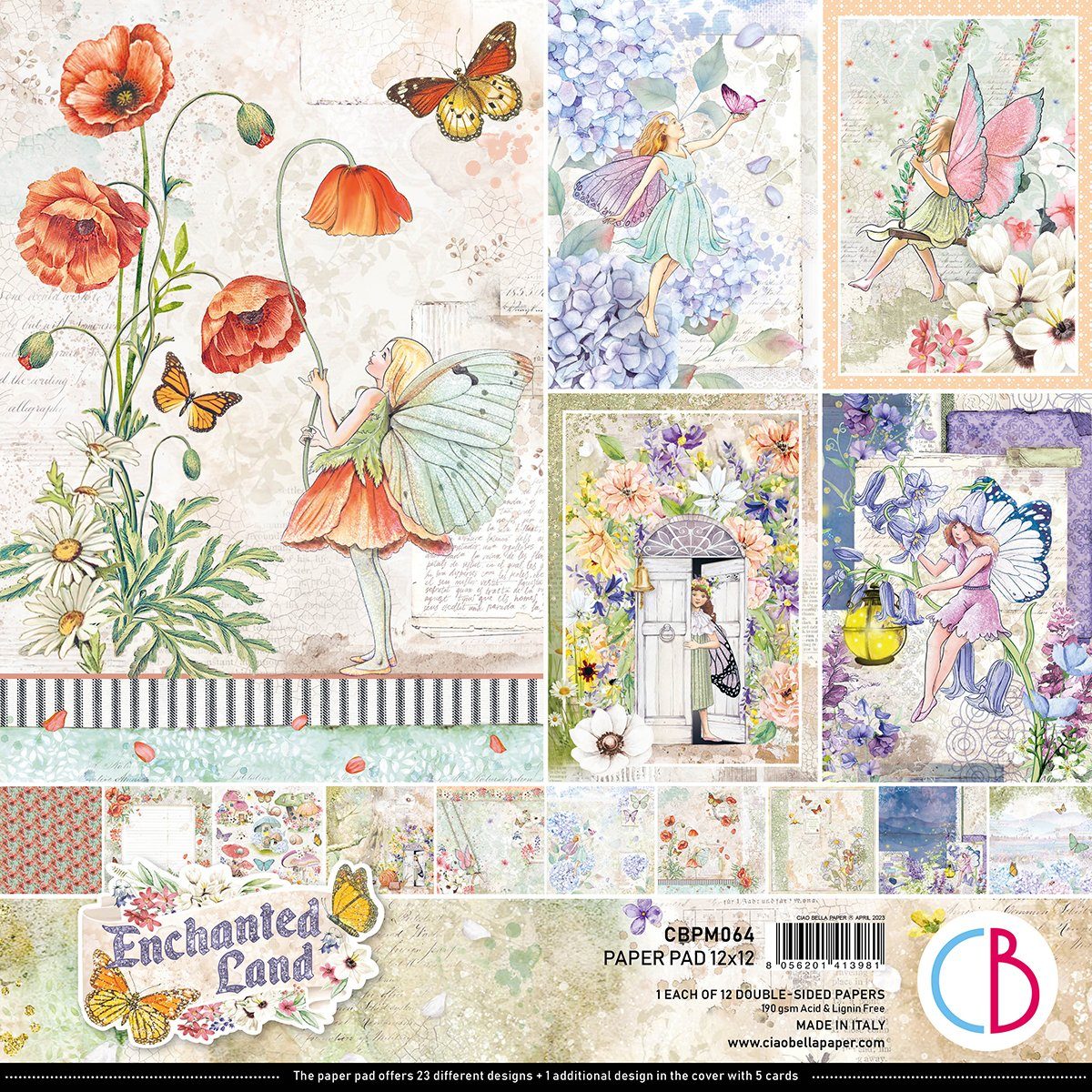 Ciao Bella Motivpapier Scrapbookpapier Enchanted Land, 12 Blatt 30,5 cm x 30,5 cm